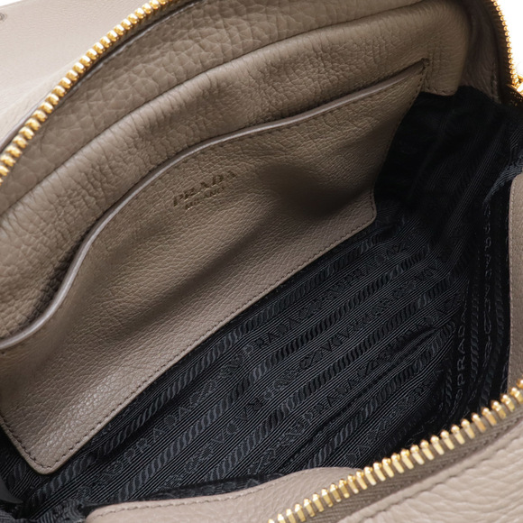 PRADA Gray Leather Pochette Shoulder Bag - Picture 8 of 10